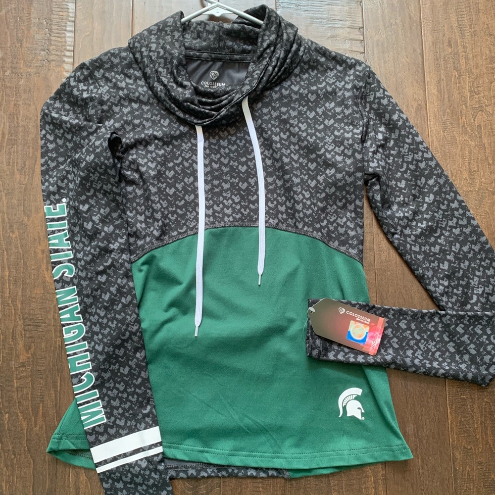 Colosseum Michigan State Funnel Neck Active Hoodie